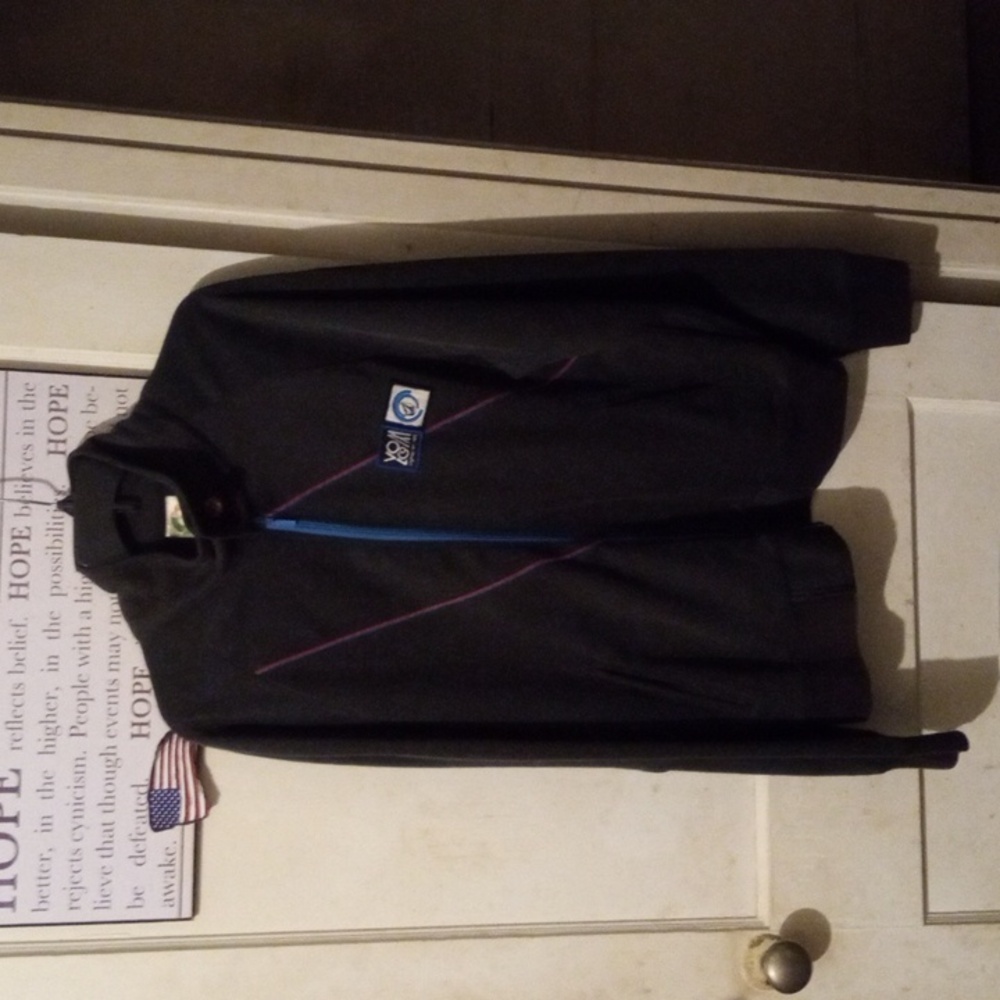 Volcom V-Line Science Track Jacket (Black w/ Royal Blue & Red Accents) Men's XL